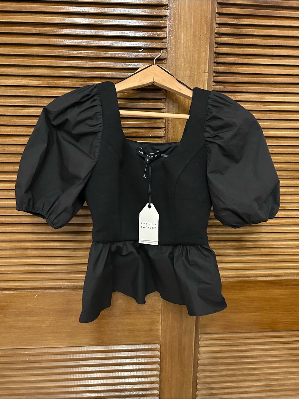 English Factory mixed media peplum top